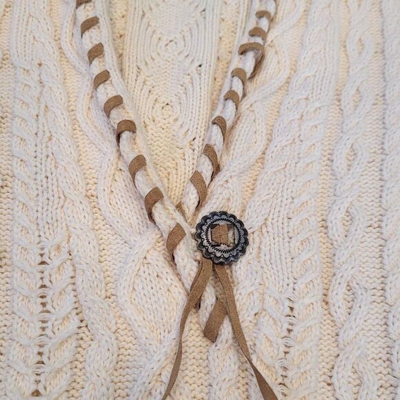 Ralph Lauren Size S Cream Cable Knit Sweater Equestrian Country Western Braided - Picture 2 of 6
